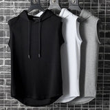 Summer Mens Sleeveless Gym Hoodie Vest